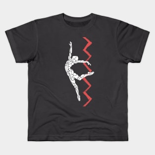 Zig Zag Athlete Jump Dancer Outline Kids T-Shirt